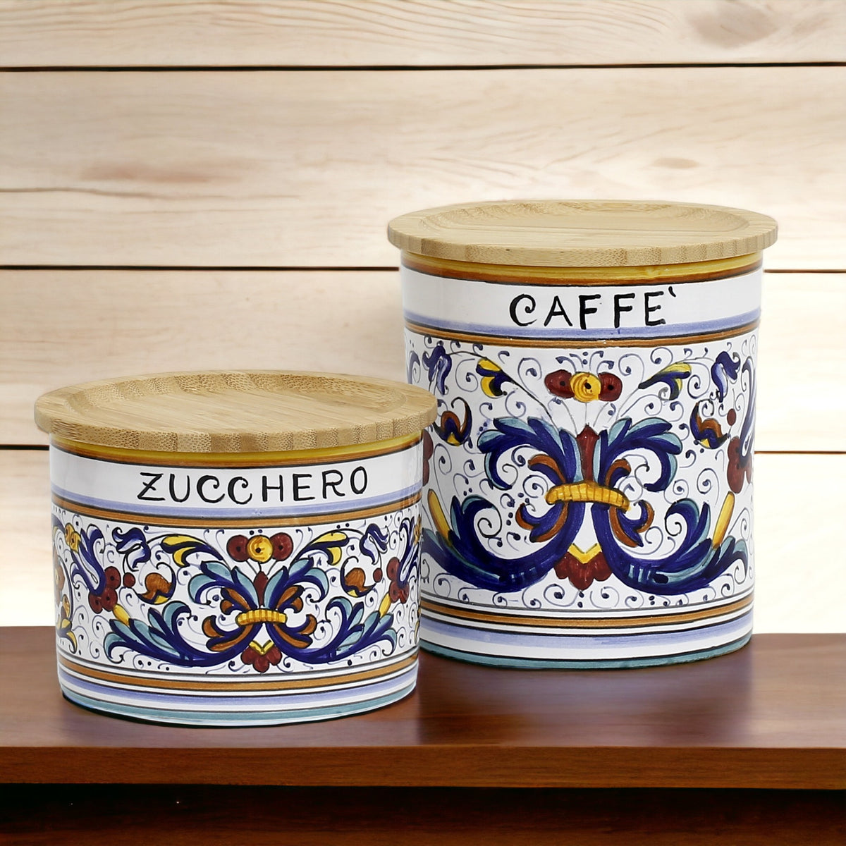 RICCO DERUTA DELUXE: Canister Set with Bamboo Lid - Bundle ZUCCHERO+CAFFE'
