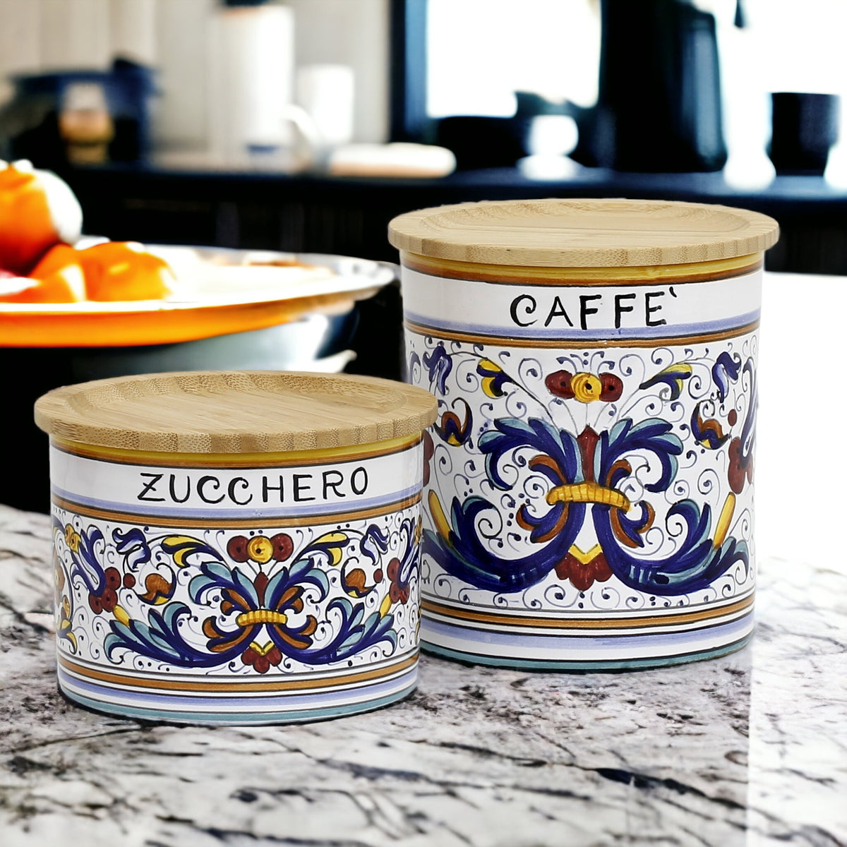 RICCO DERUTA DELUXE: Canister Set with Bamboo Lid - Bundle ZUCCHERO+CAFFE'