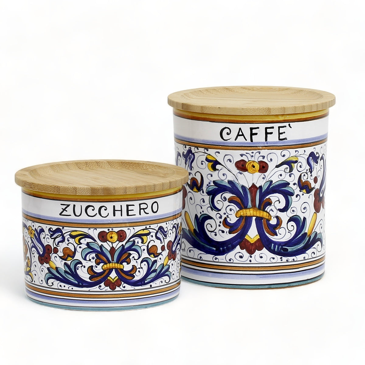 RICCO DERUTA DELUXE: Canister Set with Sealing Bamboo Lid - Bundle ZUCCHERO+CAFFE&#39;