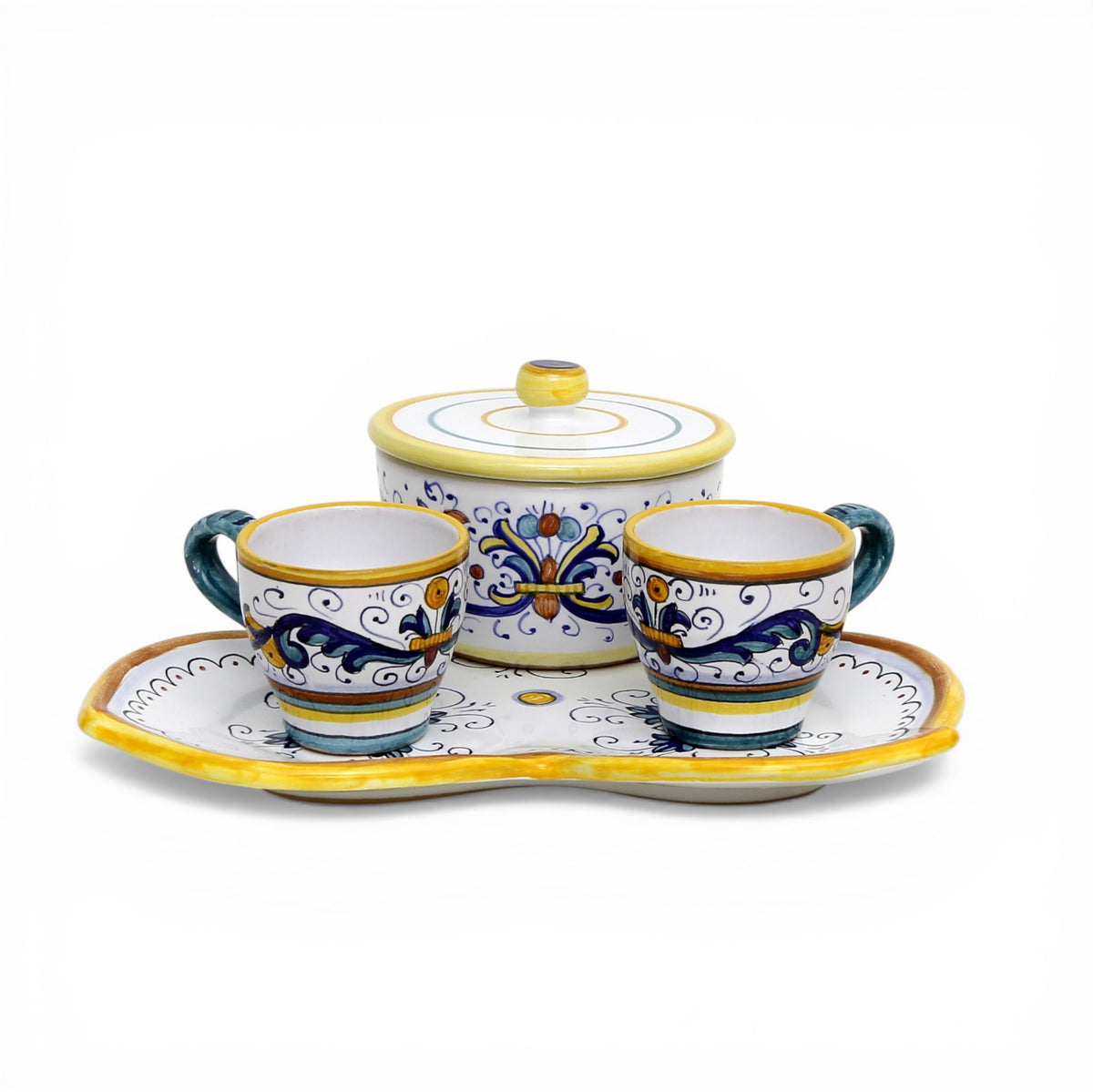 DERUTA ESPRESSO SET: Three Parts Tray with two Espresso cups and Sugar Bowl - RICCO DERUTA Design
