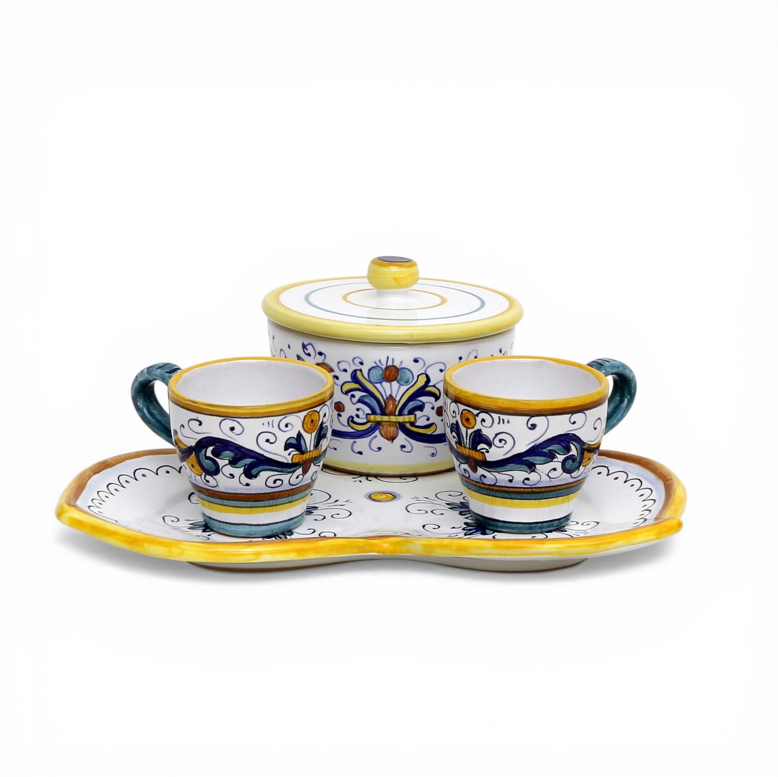 DERUTA ESPRESSO SET: Three Parts Tray with two Espresso cups and Sugar Bowl - RICCO DERUTA Design