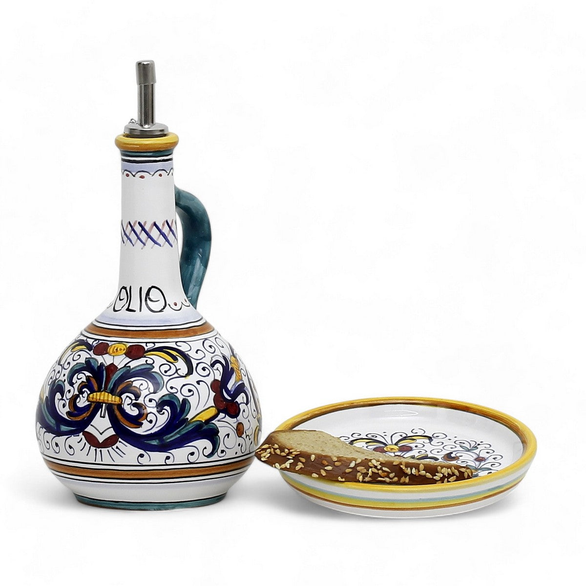 RICCO DERUTA DELUXE: Olive Oil Bottle Dispenser Deluxe with Dipping Bowl Tray