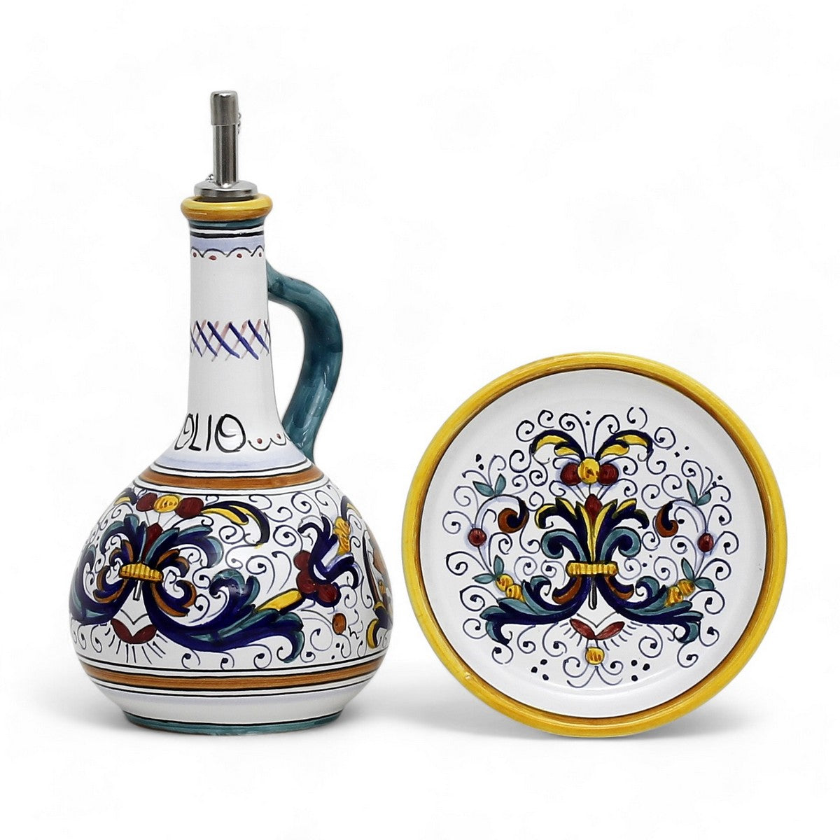 RICCO DERUTA DELUXE: Olive Oil Bottle Dispenser Deluxe with Dipping Bowl Tray