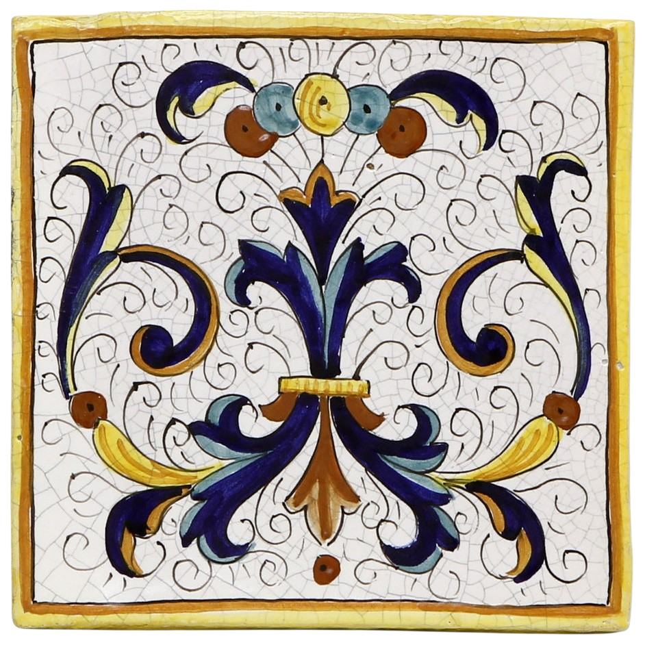 ANTICA DERUTA: Hand Painted Ceramic Deruta Wall Hung Tile 8" - RICCO DERUTA (PT/20)