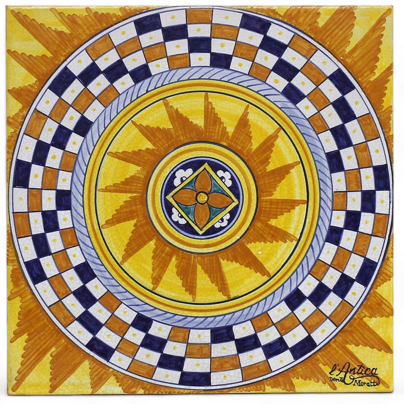 ANTICA DERUTA: Large Hand Painted Ceramic Authentic Deruta Tile