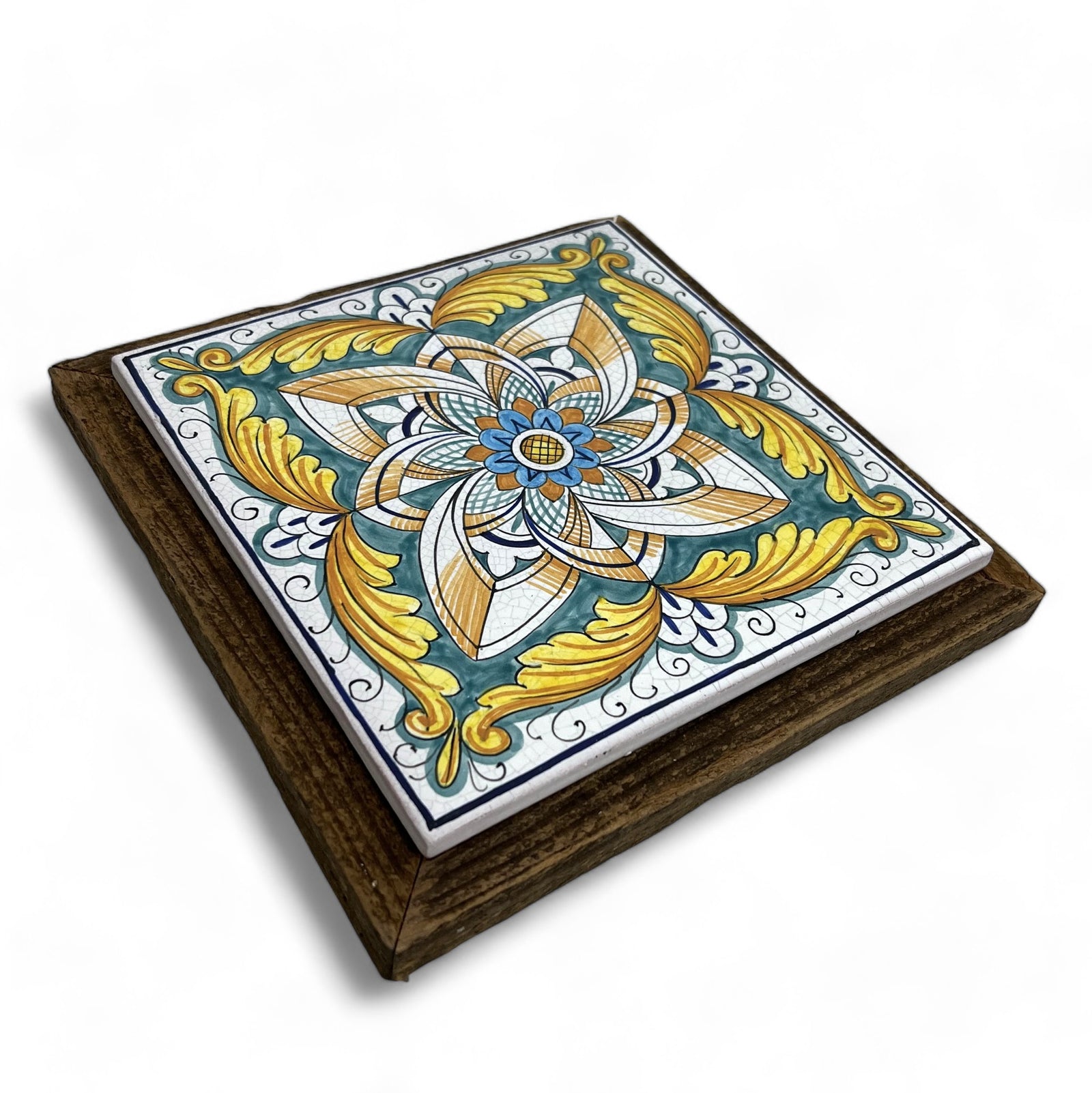 ANTICA DERUTA: Hand Painted Ceramic Deruta Wall Hung Tile 8" (PT/58)
