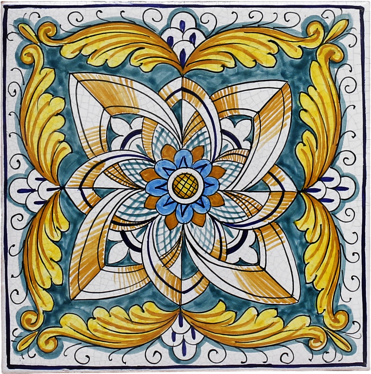 ANTICA DERUTA: Hand Painted Ceramic Deruta Wall Hung Tile 8" (PT/58)