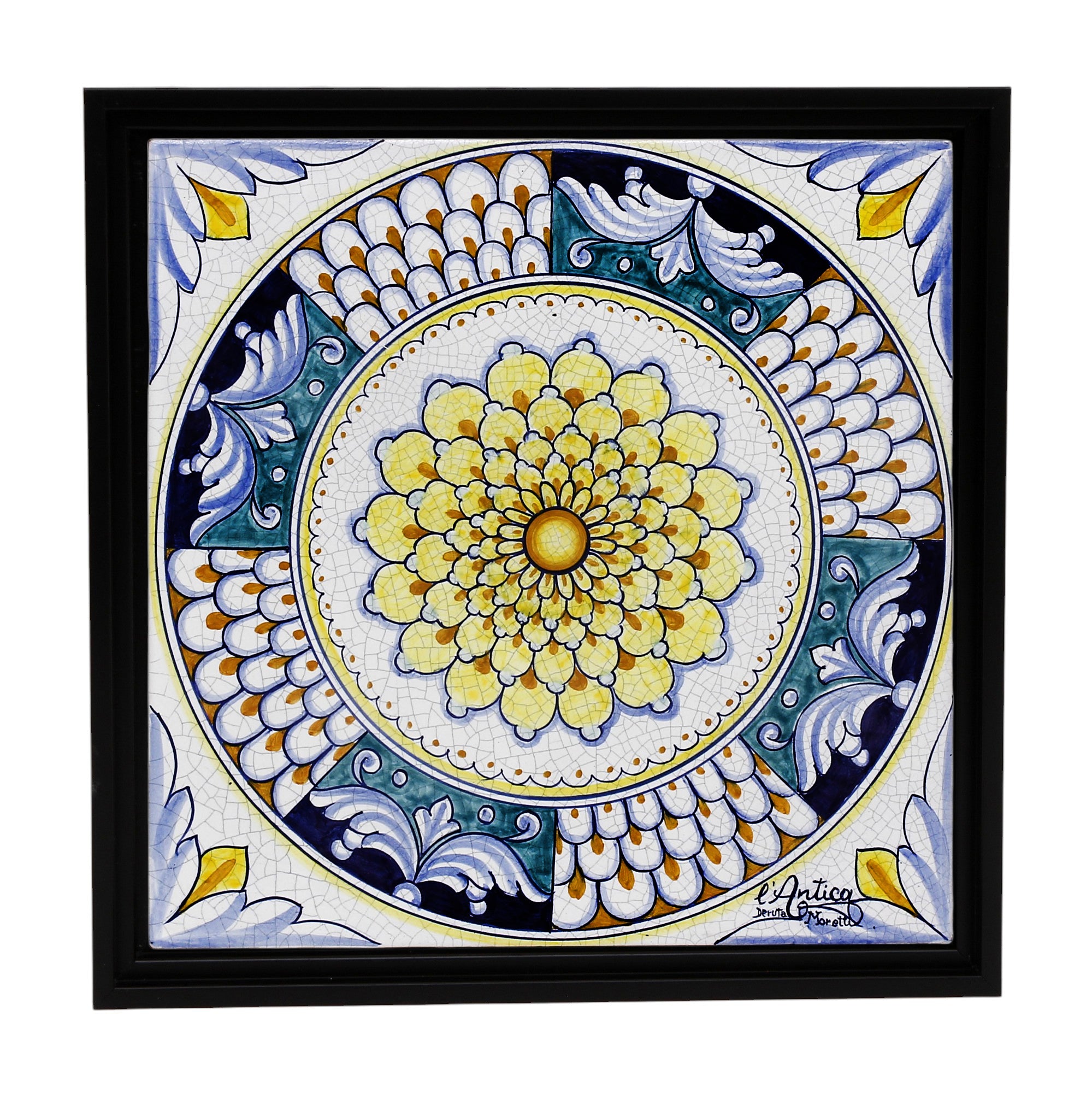 ANTICA DERUTA: Hand Painted Ceramic Deruta Wall Hung Tile 12" (PT/DR10)