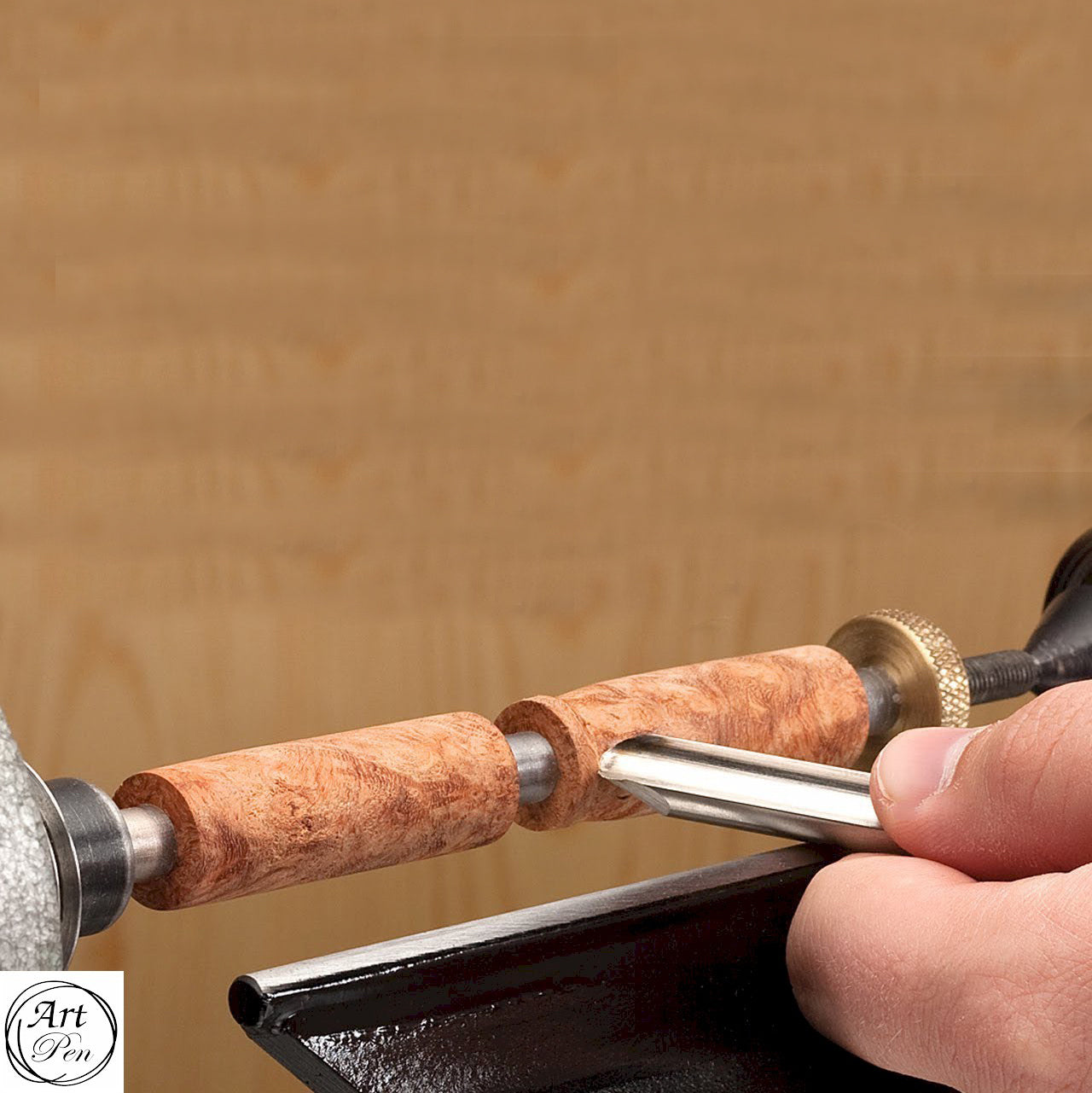 ART-PEN: Handcrafted Luxury Twist Rollerball Pen - Chrome with MIX BROWN acrylic hand turned body - Artistica.com