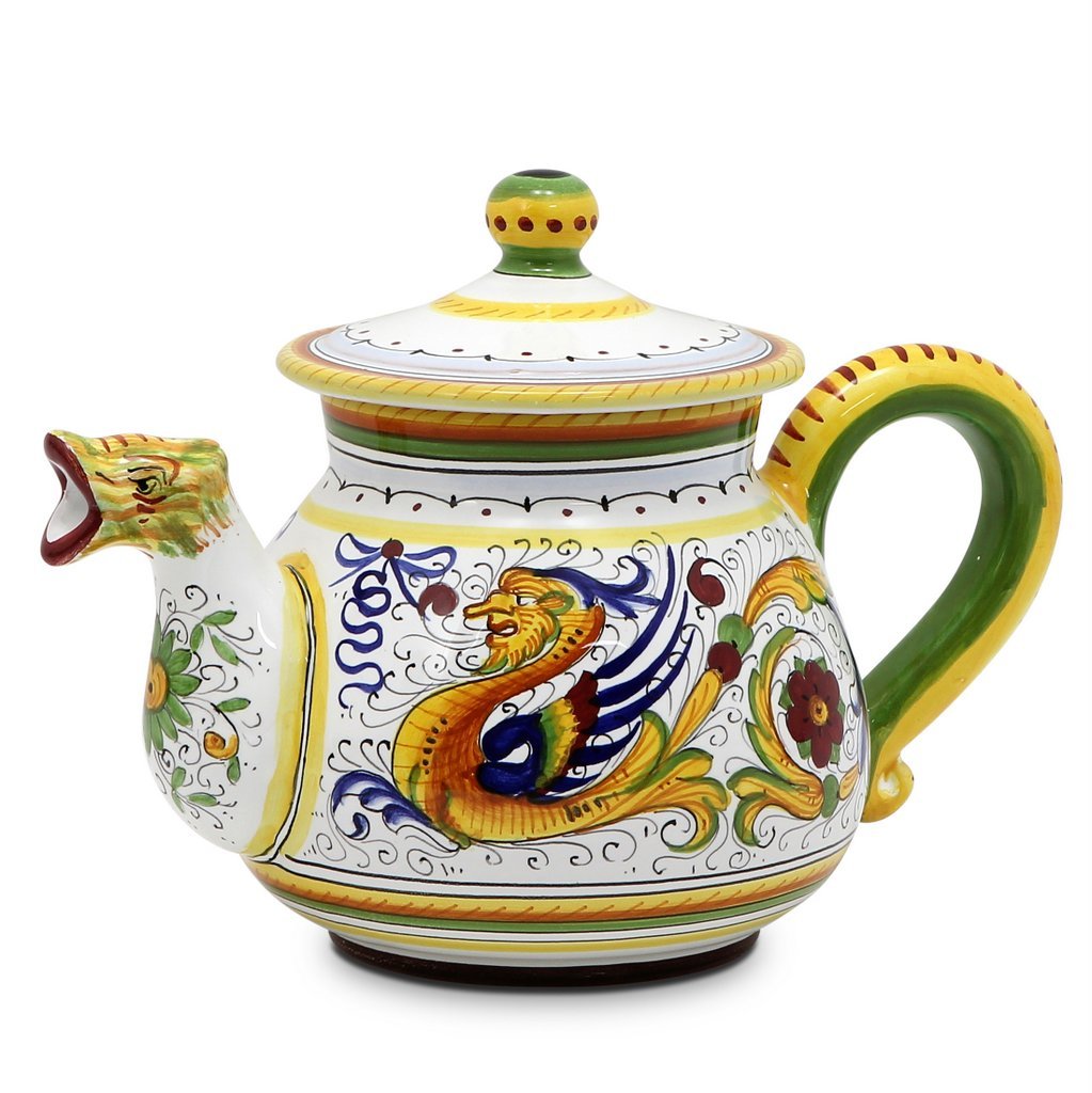 GIFT BOX: With authentic Deruta hand painted ceramic - Teapot Deluxe Raffaellesco Design
