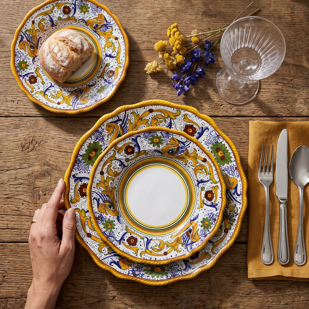 RAFFAELLESCO DELUXE: 3 Pieces Place Setting (White Center)