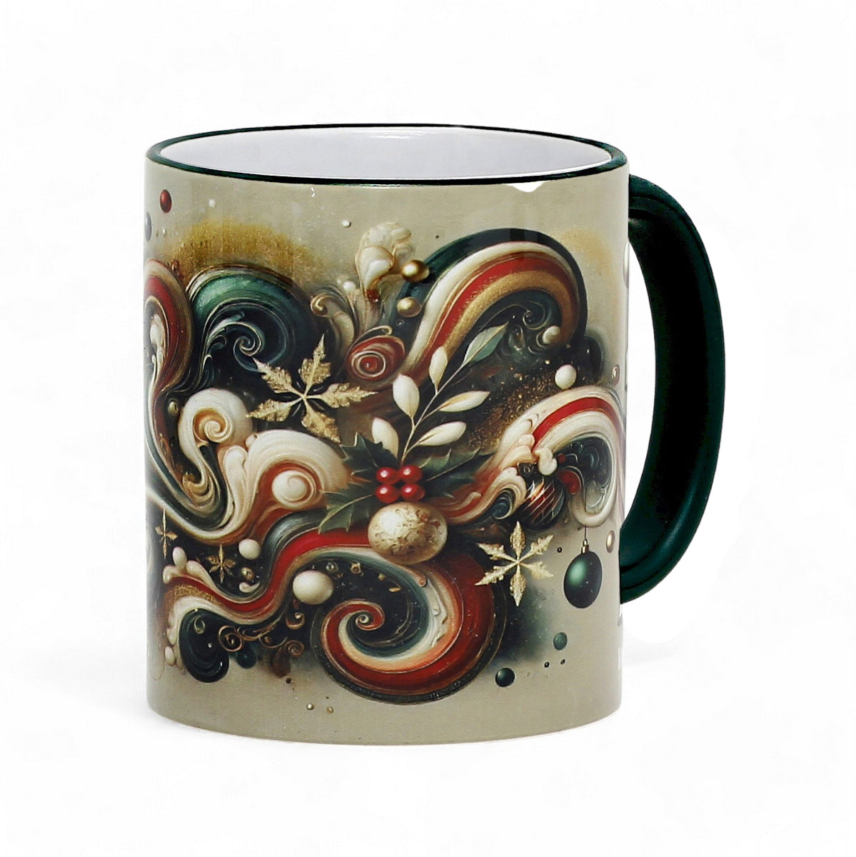 SUBLIMART: Christmas Boxed Bundle - 2 Mugs (Red+Green) + 1 Candle – Fluid Wave Design by RC Designs