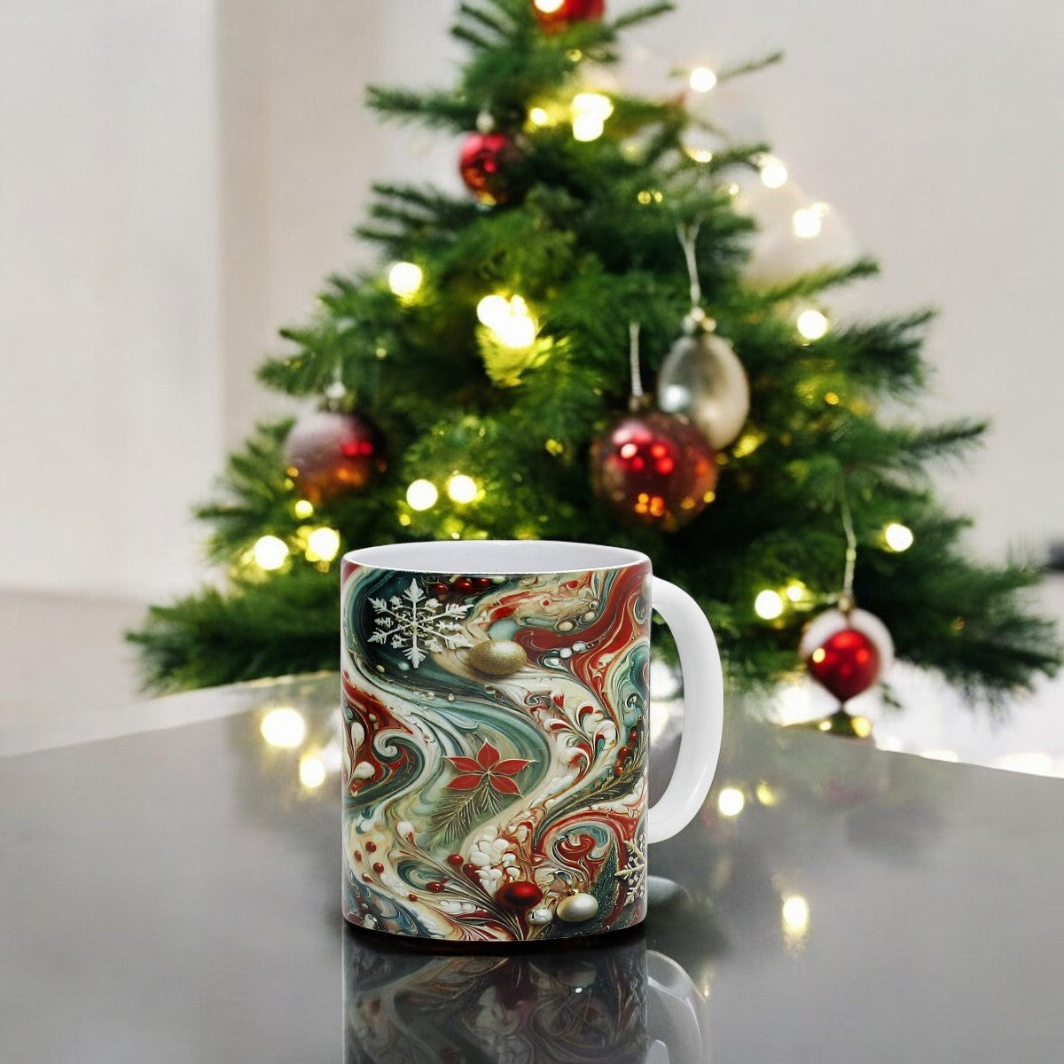 SUBLIMART: Christmas Ceramic Mug – Fluid Wave Design by RC Designs (Pattern #03)