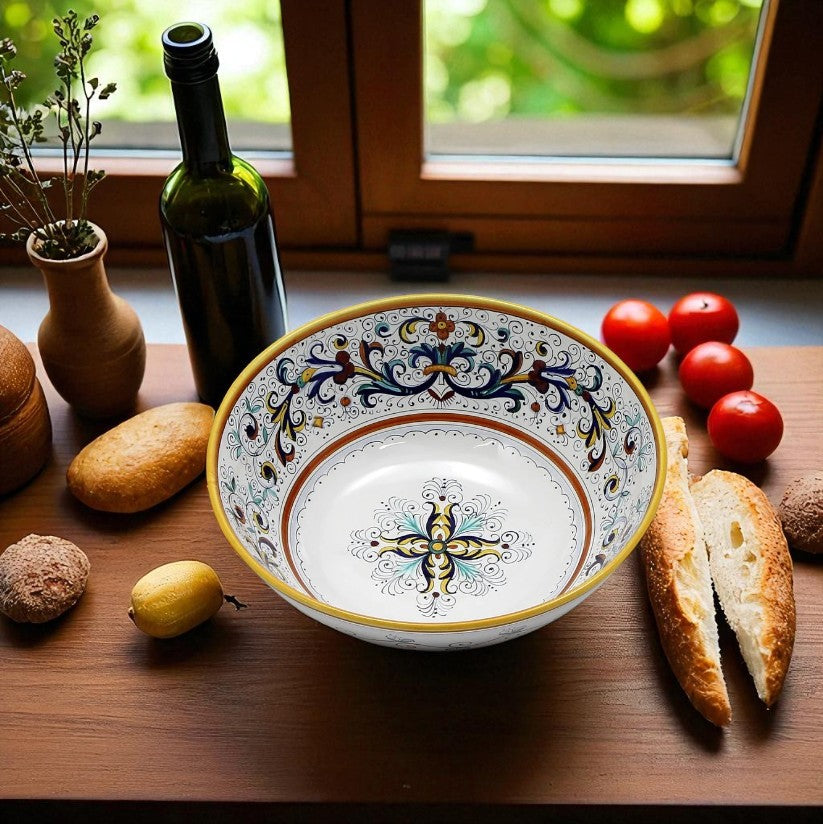 GIFT BUNDLES: Deruta Pasta Large Bowl with 5 Organic Pasta + Pesto Sauce - RICCO DERUTA DELUXE design