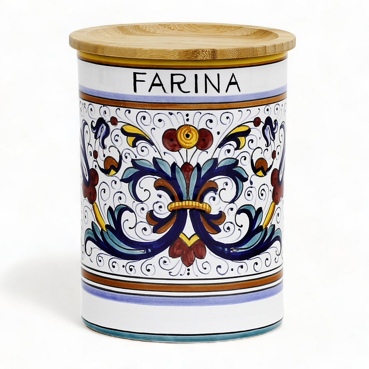 RICCO DERUTA DELUXE: NEW! Canister with Bamboo sealing Lid - &#39;FARINA&#39; (Flour)