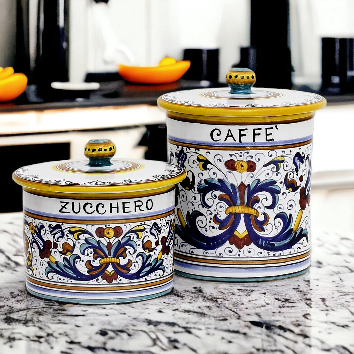 RICCO DERUTA DELUXE: Canister Set with Ceramic Lid - Bundle ZUCCHERO+CAFFE'