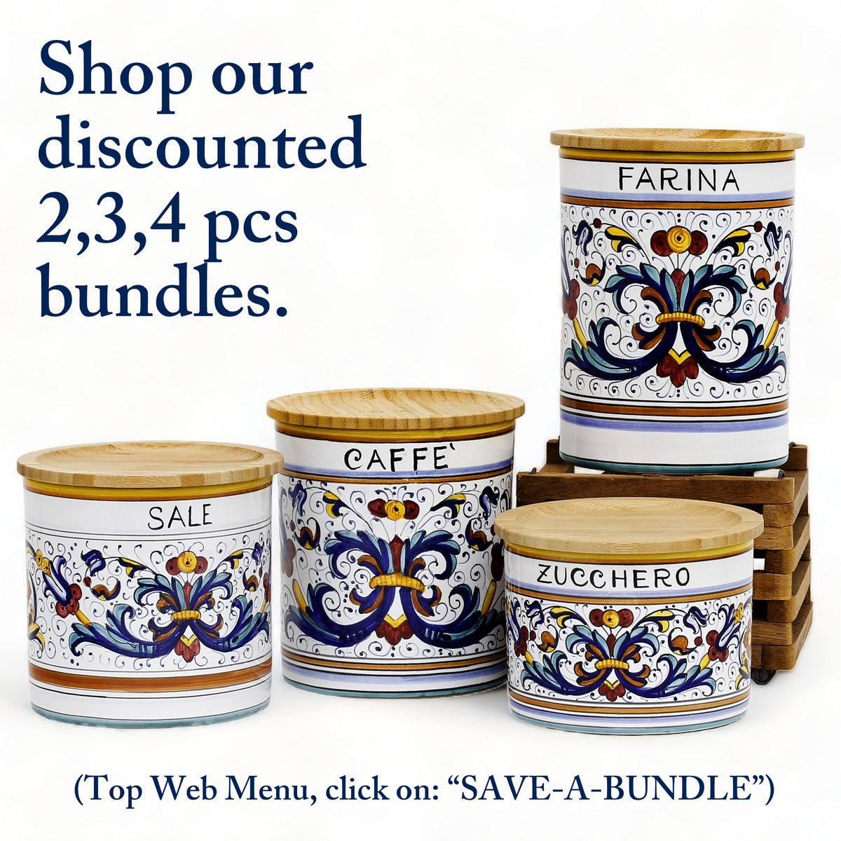 RICCO DERUTA DELUXE: NEW! Canister with Bamboo Lid - 'ZUCCHERO' (Sugar) [R]