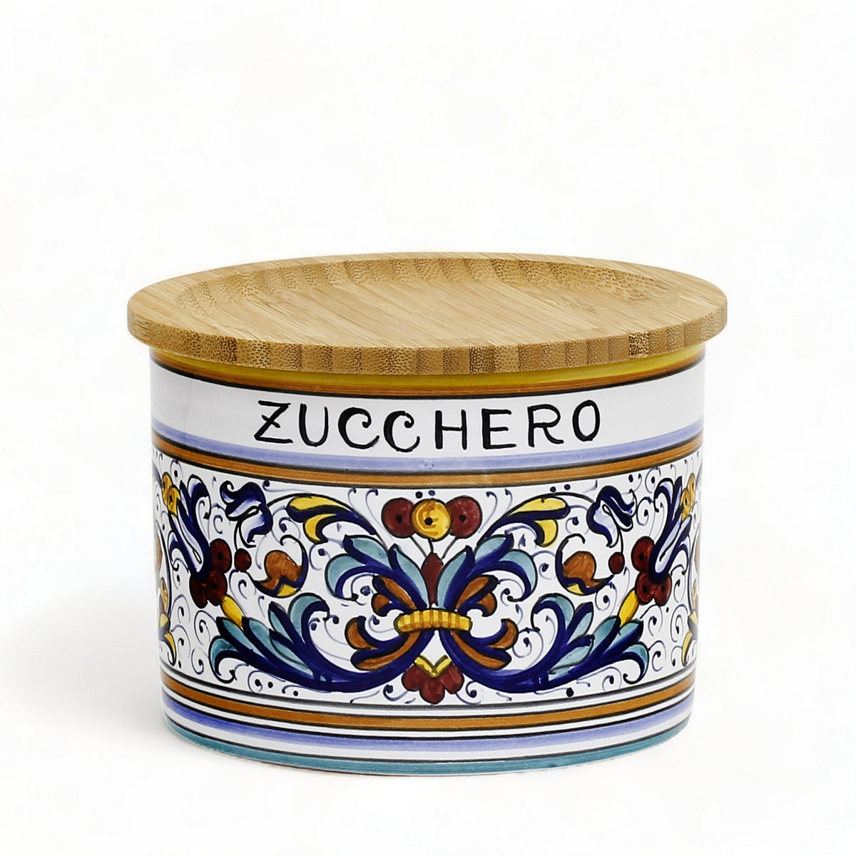 RICCO DERUTA DELUXE: NEW! Canister with Bamboo sealing Lid - &#39;ZUCCHERO&#39; (Sugar)