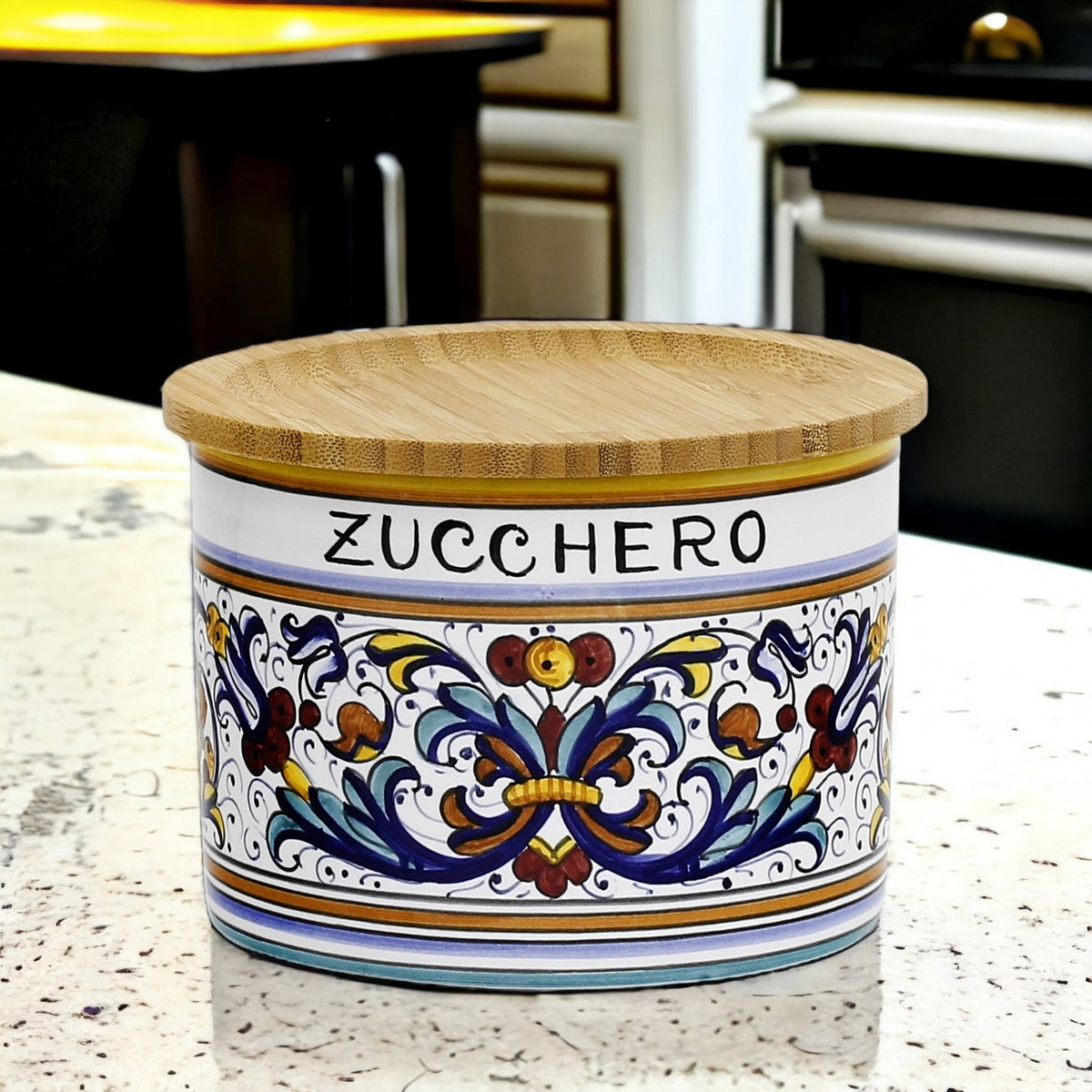 RICCO DERUTA DELUXE: NEW! Canister with Bamboo Lid - 'ZUCCHERO' (Sugar) [R]