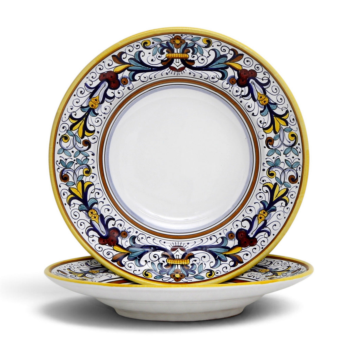 RICCO DERUTA DELUXE: Pasta/Soup Rimmed Bowl Plate (White Center)