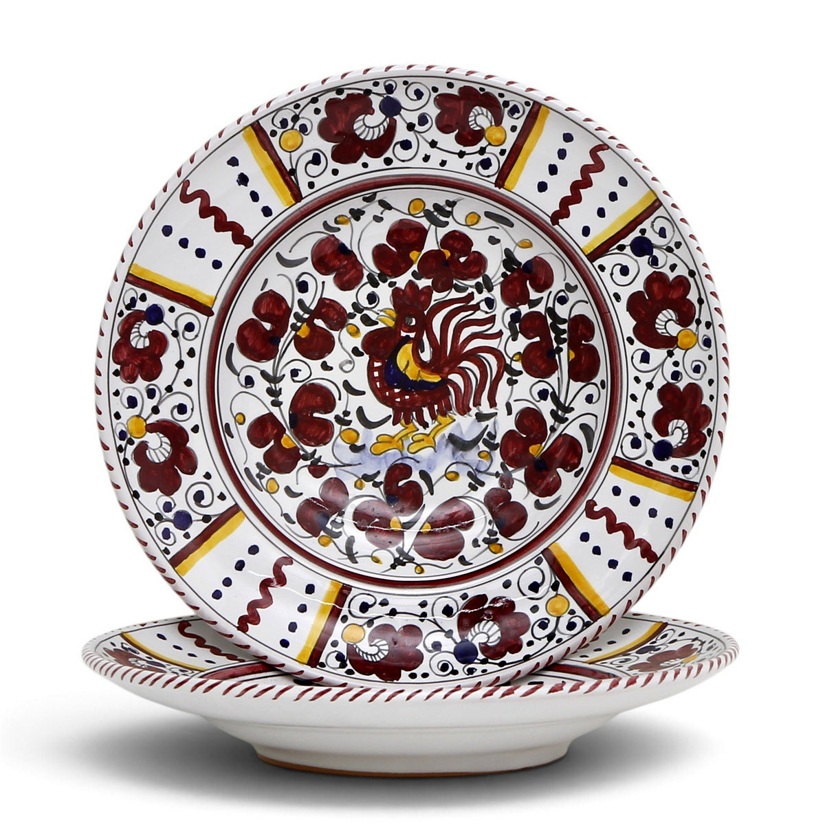 ORVIETO RED ROOSTER: Pasta/Soup Rimmed Bowl Plate