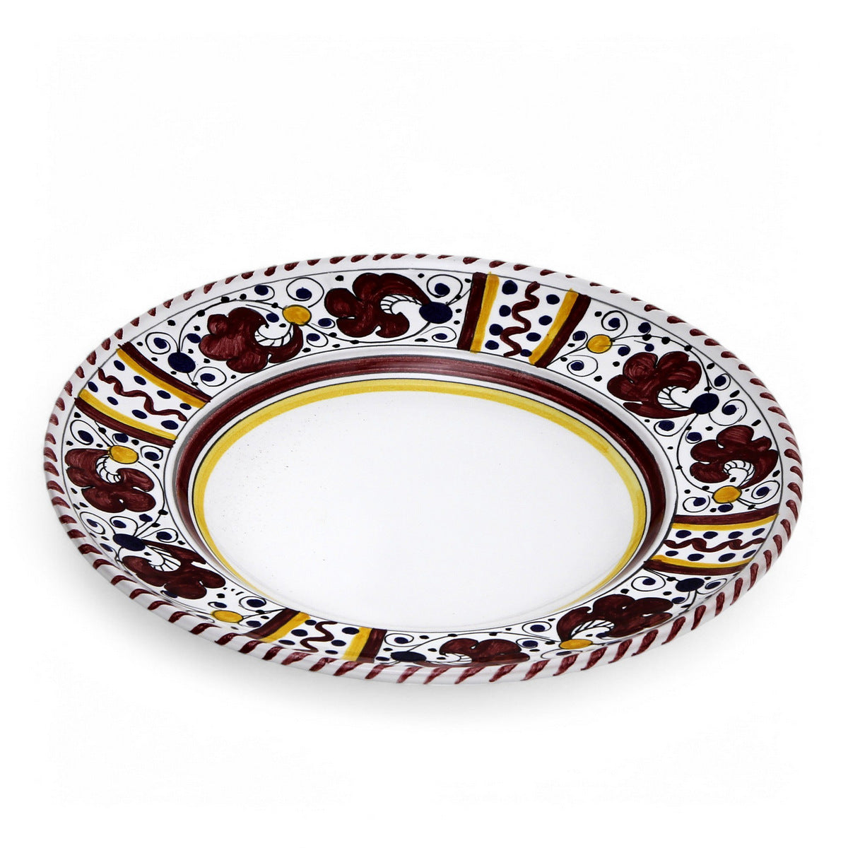 ORVIETO RED ROOSTER: Pasta/Soup Rimmed Bowl Plate - White Center