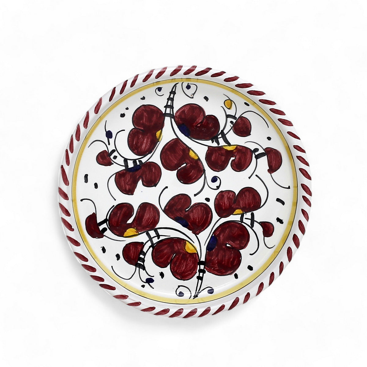 ORVIETO RED ROOSTER: Deruta Wine Coaster/Dipping Bowl