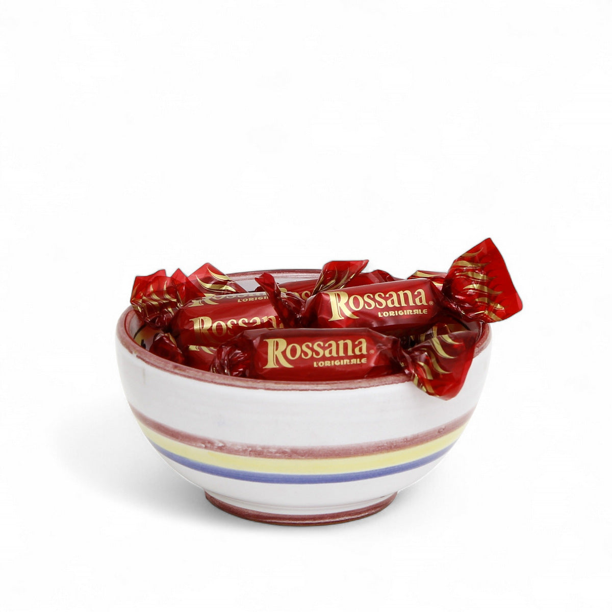 LOVE.ly: Deruta Catchall Small Bowl with 6 Baci Perugina or 12 Rossana Candies - ORVIETO RED ROOSTER design