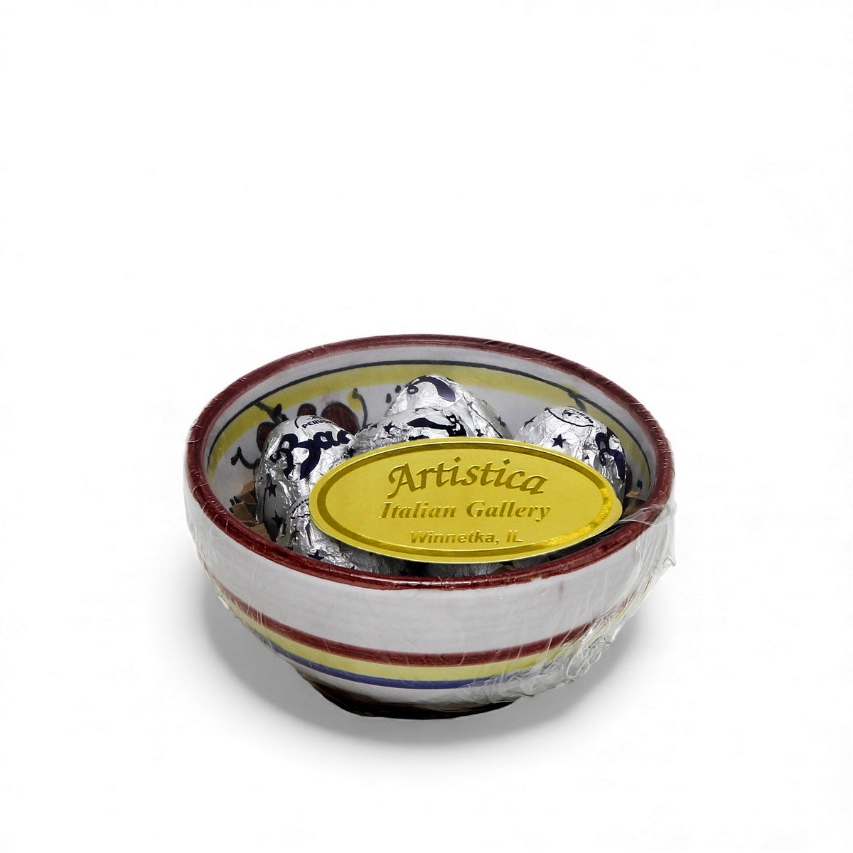 LOVE.ly: Deruta Catchall Small Bowl with 6 Baci Perugina - ORVIETO RED ROOSTER design