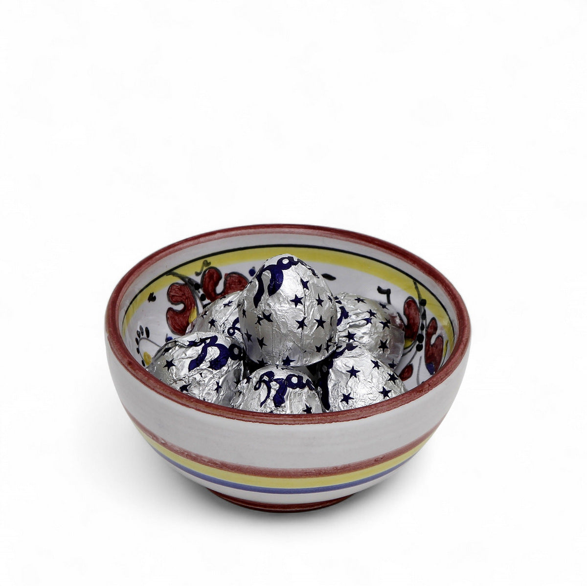 LOVE.ly: Deruta Catchall Small Bowl with 6 Baci Perugina - ORVIETO RED ROOSTER design