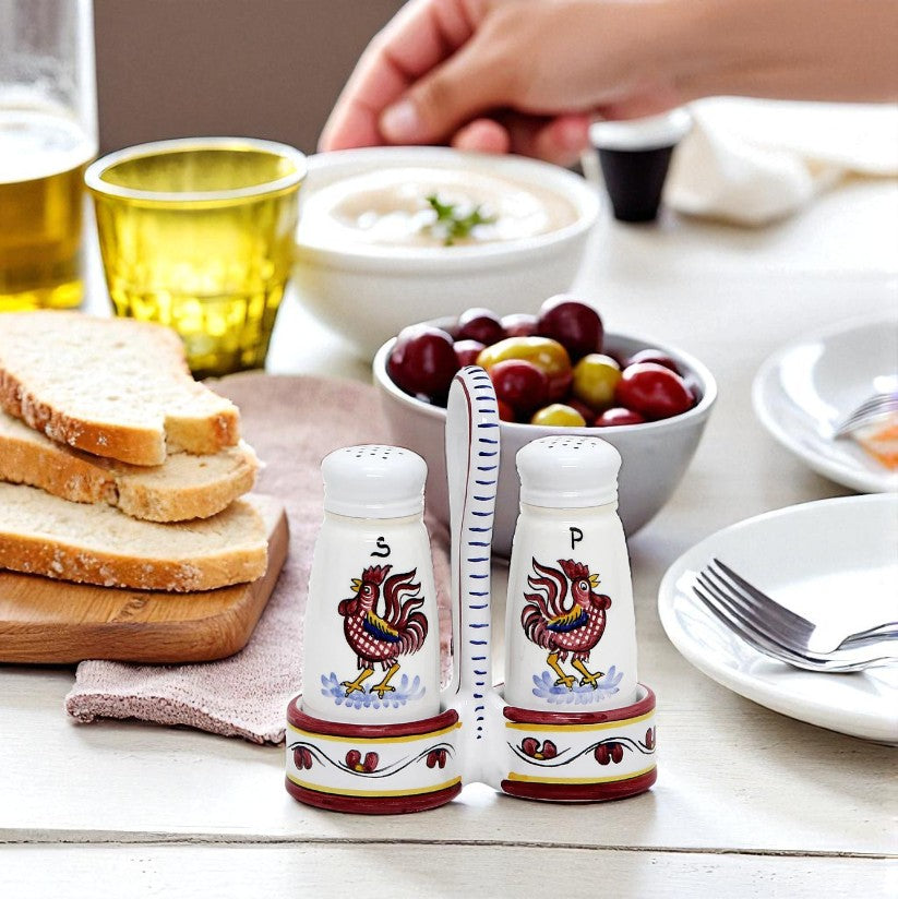 ORVIETO RED ROOSTER: Salt and Pepper Cruet [R] - Artistica.com