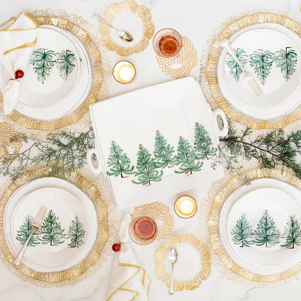 VIETRI: Rufolo Glass Charger Clear Glass with Gold Rim - Artistica.com