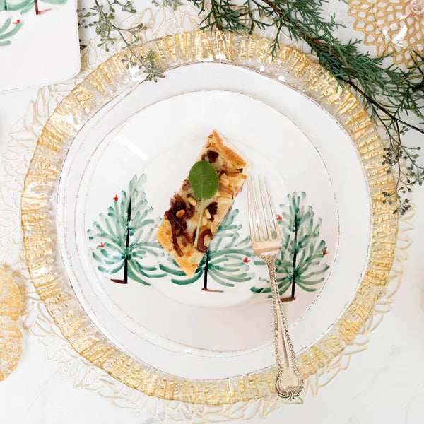 VIETRI: Rufolo Glass Charger Clear Glass with Gold Rim - Artistica.com