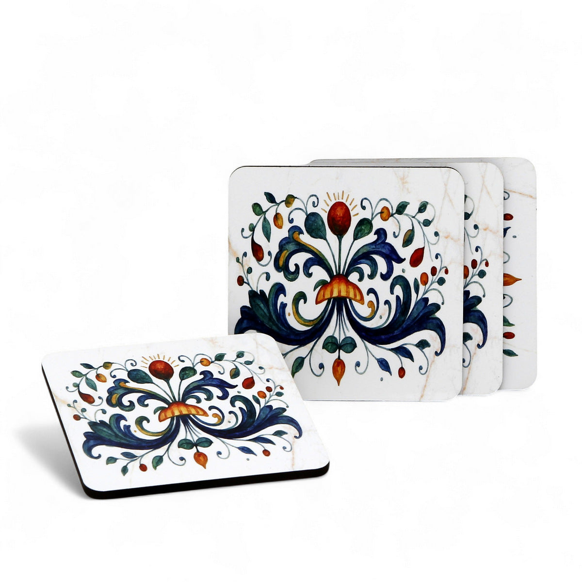 RICCO ITALIA DERUTA: MDF Hardboard Set of 4 Coasters - Ricco Italia Deruta by Mario Bruno