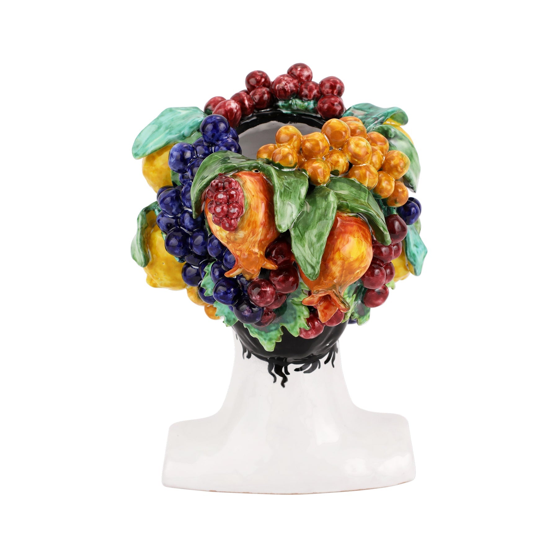 VIETRI: Sicilian Head Vase - Woman with assorted fruits (Medium 12.5" H.)