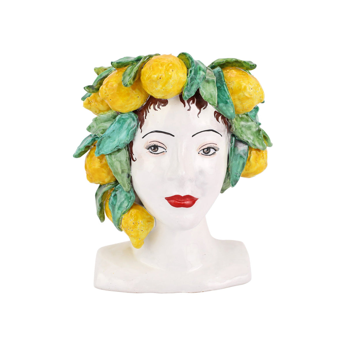 VIETRI: Sicilian Head Vase - Woman with Lemons (Medium 11.25&quot; H.)
