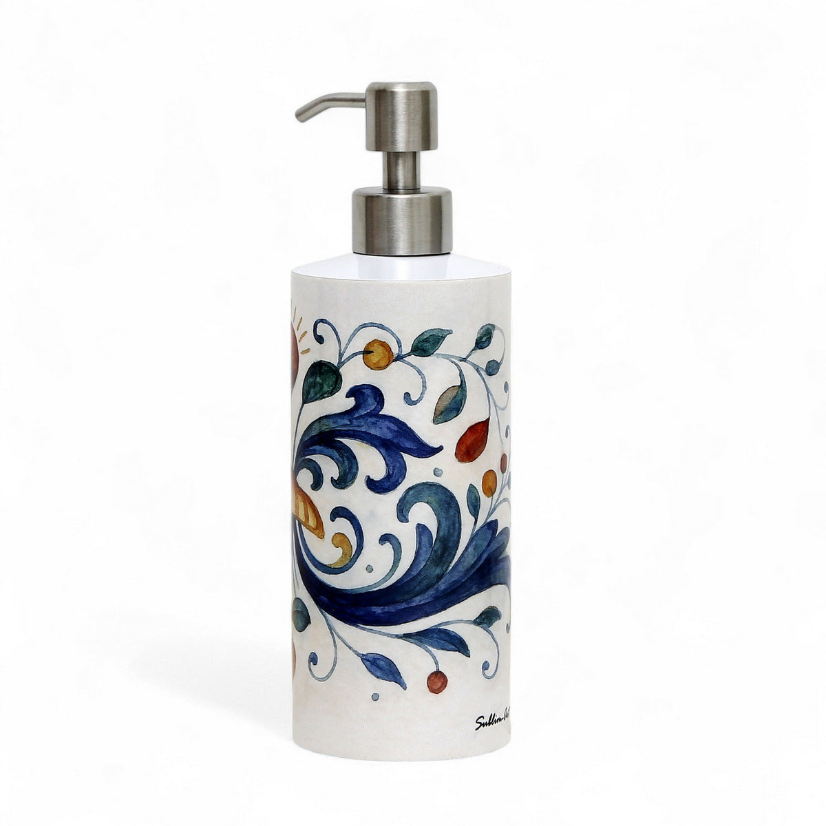 RICCO ITALIA DERUTA: Soap & Lotion dispenser with Satin Chrome metal pourer Ricco Italia Deruta Style