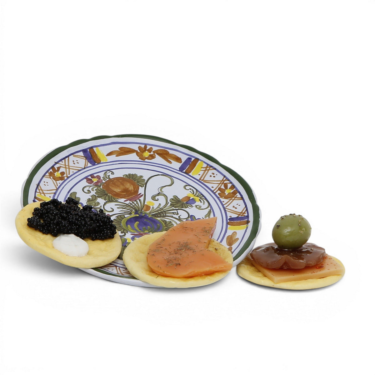 FAENZA-CARNATION: Small Canape/Appetizer fancy round plate [R]