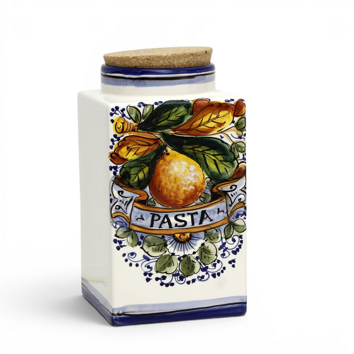 TOSCANA: Square Pasta Canister with Oranges and foliage design