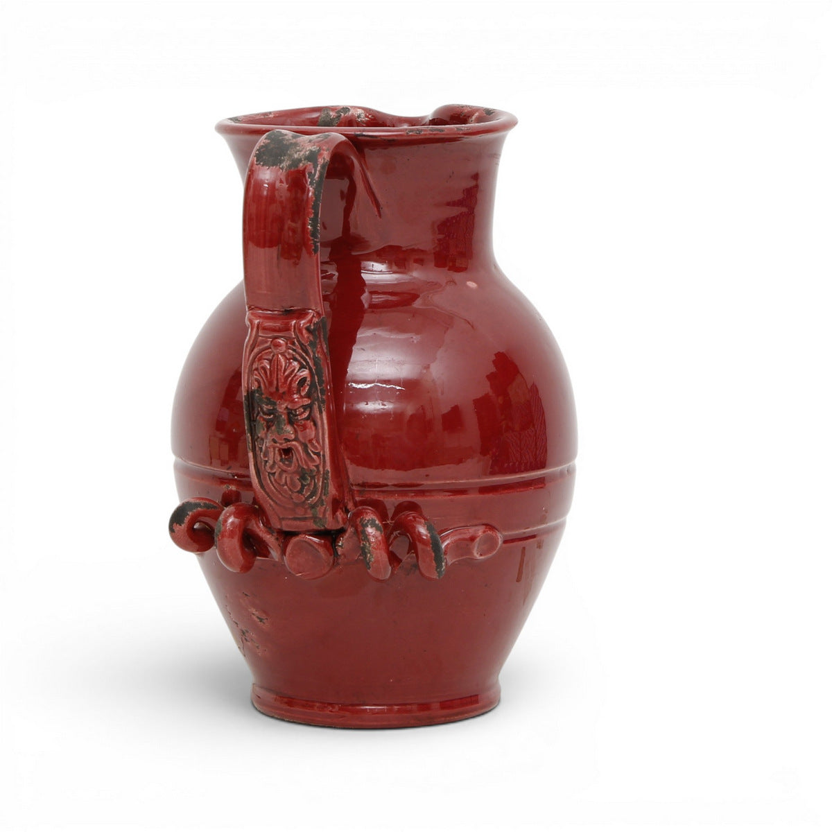 SCAVO AGATA BURGUNDY: Multi use large pitcher with mythological face on the handle