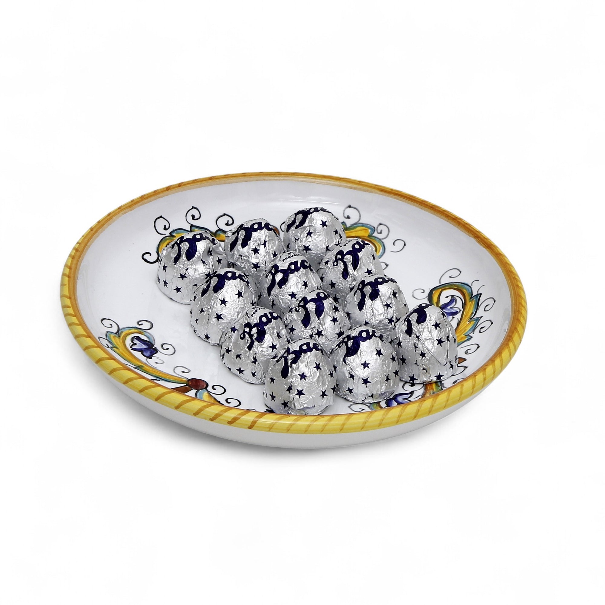LOVE.ly: Deruta Small Round Multipurpose Bowl with 12 Baci Perugina - PERUGINO design