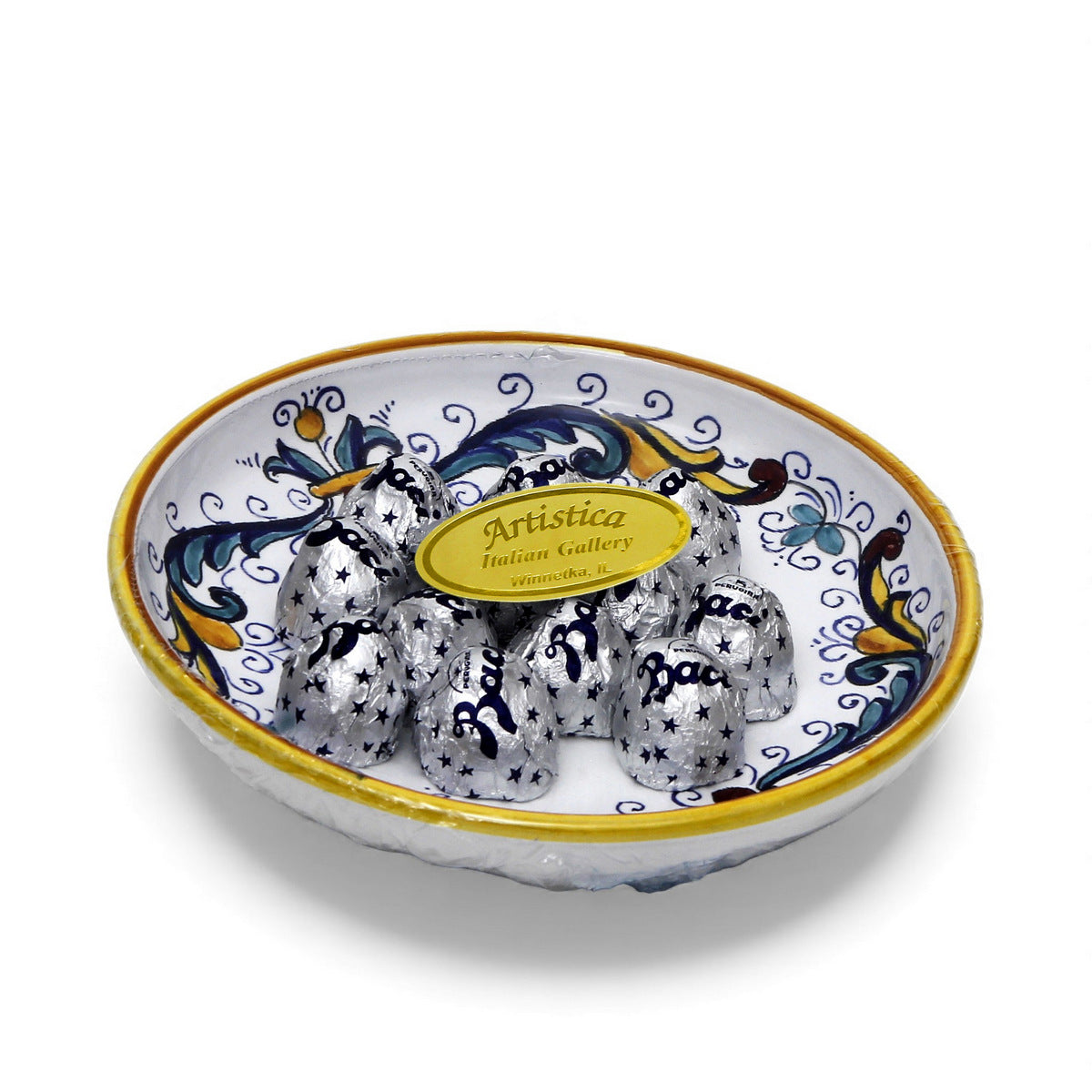 LOVE.ly: Deruta Small Round Multipurpose Bowl with 12 Baci Perugina - RICCO DERUTA design