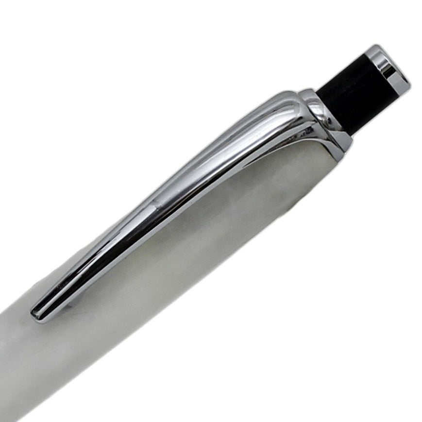 ART-PEN: Handcrafted Luxury Click Pen - Chrome finish with WHITE acrylic hand turned body - Artistica.com