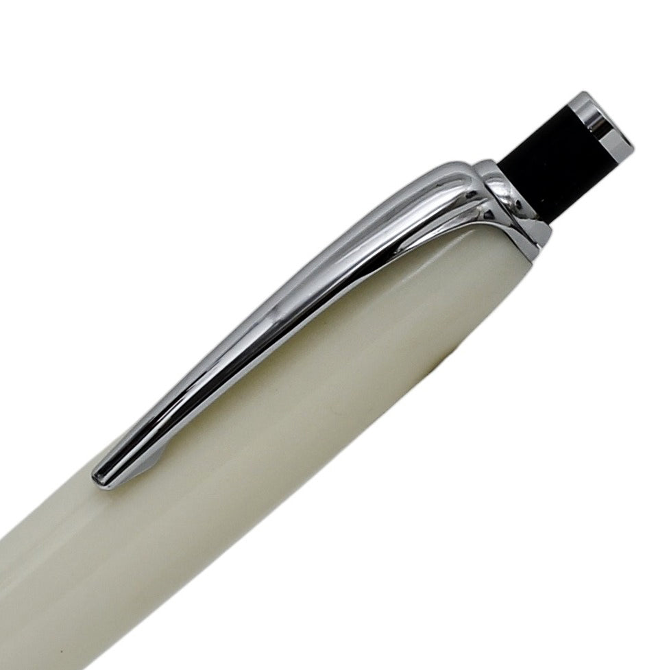 ART-PEN: Handcrafted Luxury Click Pen - Chrome finish with CREAM acrylic hand turned body - Artistica.com