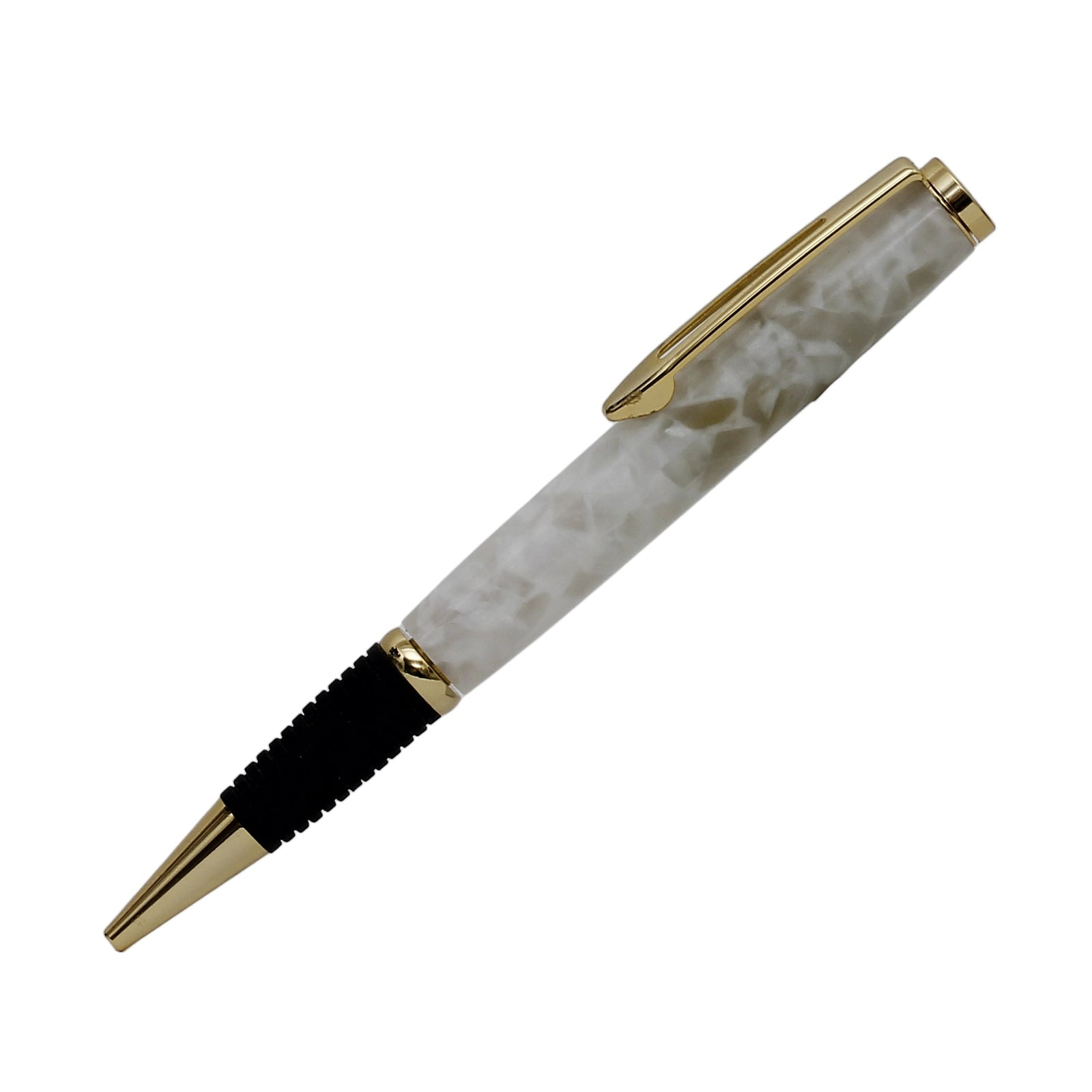 ART-PEN: Handcrafted Luxury Twist Rollerball Pen - GOLD with ACQUAPEARL acrylic hand turned body - Artistica.com