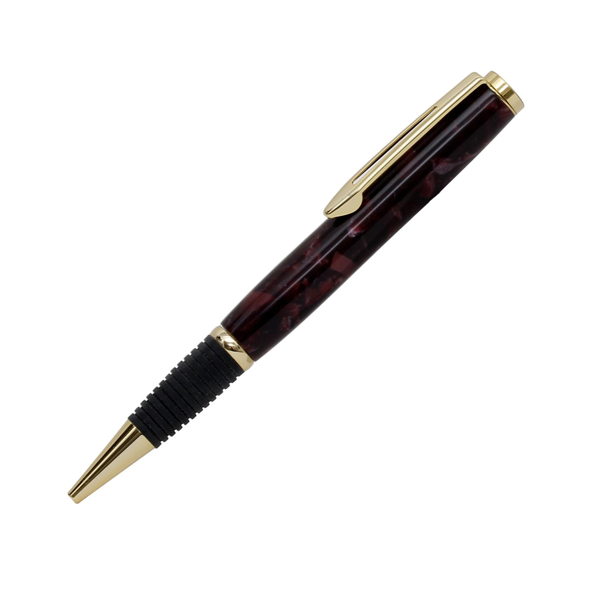 ART-PEN: Handcrafted Luxury Twist Rollerball Pen - GOLD with BROWN ACQUAPEARL acrylic hand turned body - Artistica.com