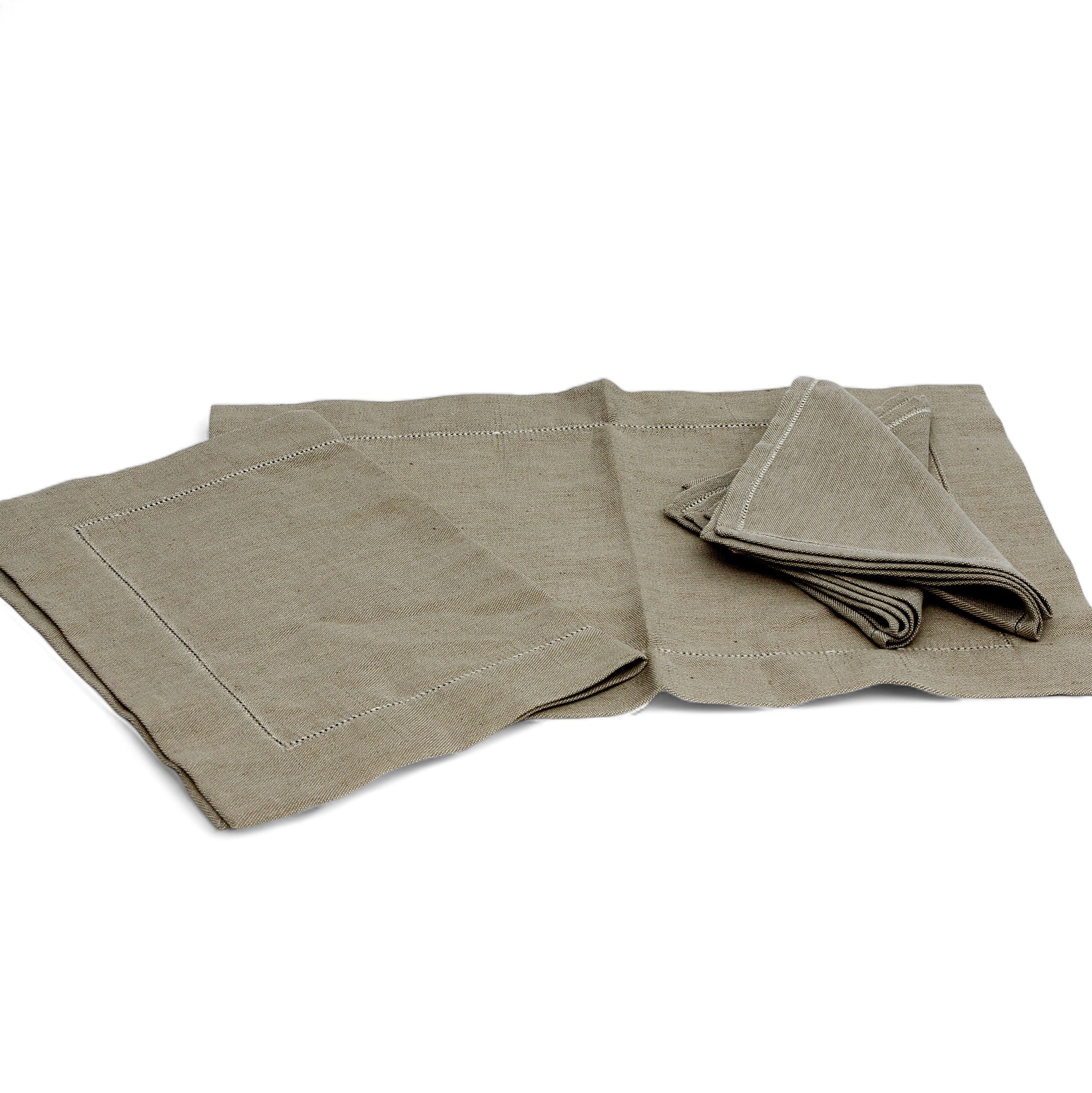 TESSITURE PARDI: Set of TWO Reversible Placemats and TWO Reversible Napkins Dinner Size Large - (60% Linen and 40% Cotton) NATURAL Color