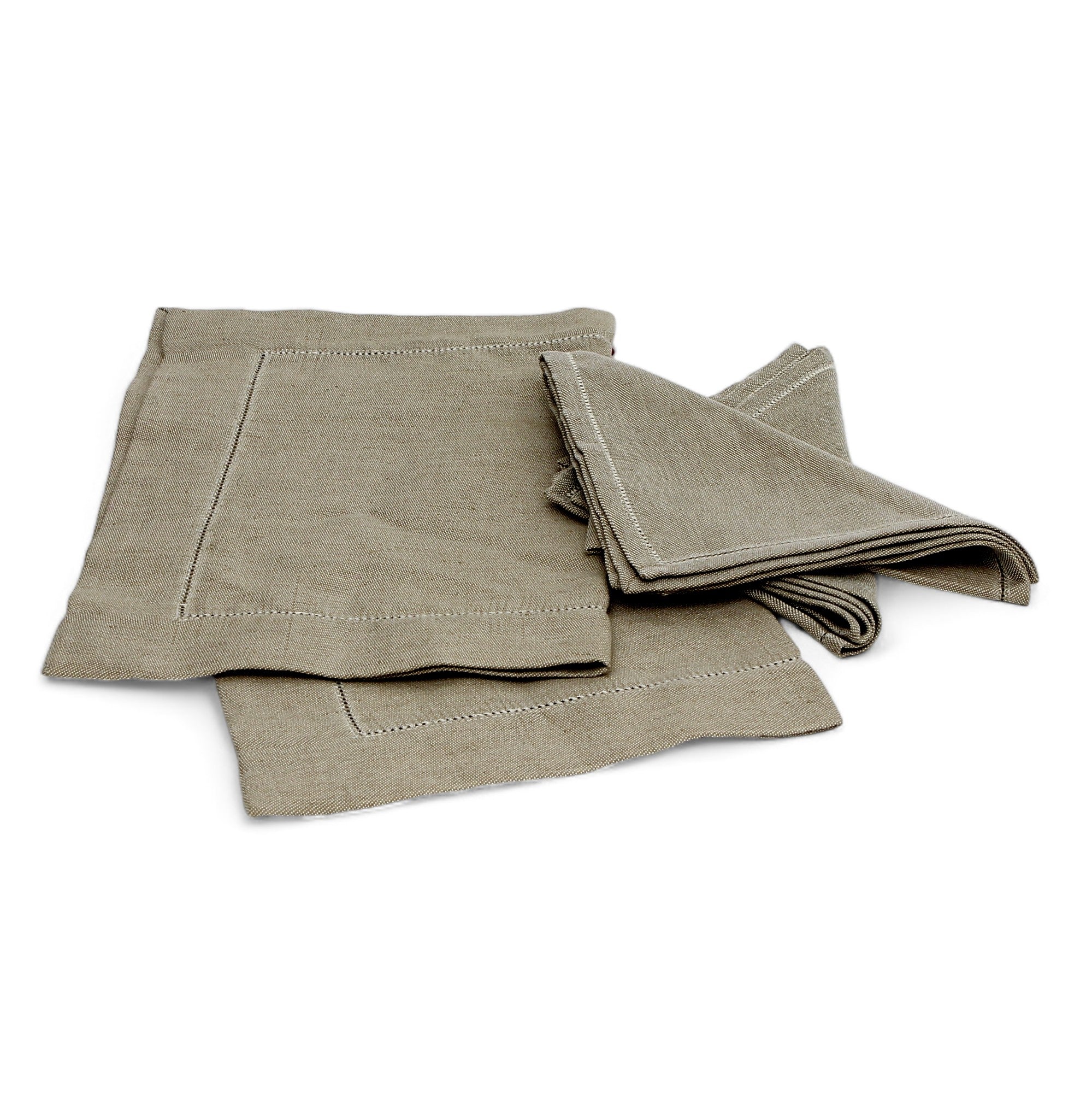 TESSITURE PARDI: Set of TWO Reversible Placemats and TWO Reversible Napkins Dinner Size Large - (60% Linen and 40% Cotton) NATURAL Color