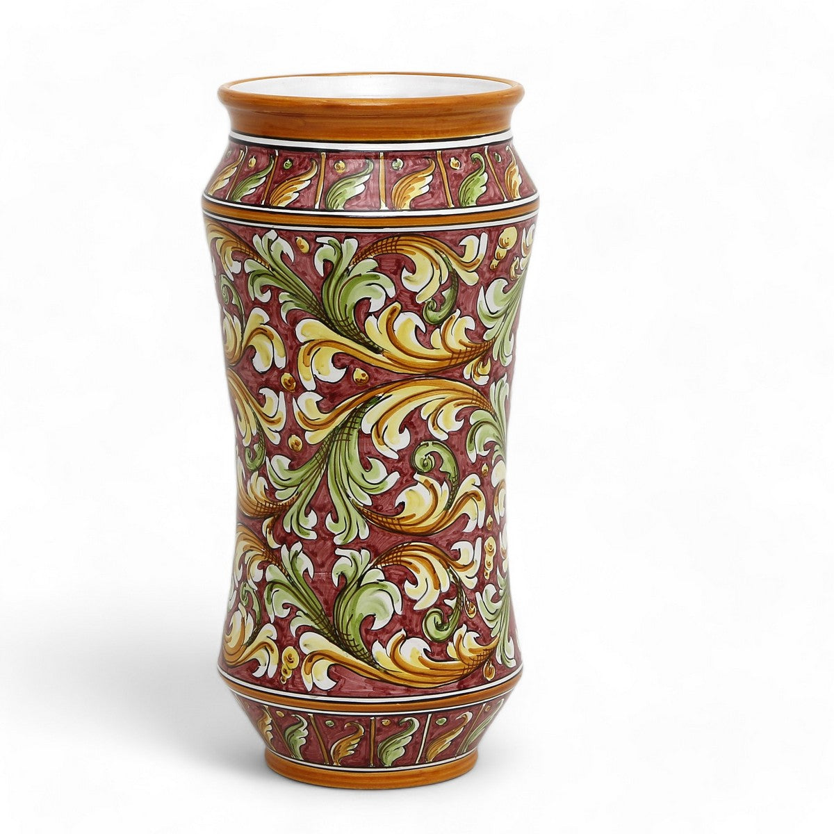 TUSCAN MAJOLICA: Tall Flower Vase/Umbrella Stand Rosso Rubino Deruta Vario Design