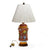 TUSCAN MAJOLICA: Hand Painted Ceramic Lamp with Off White Luxury Silk Shade